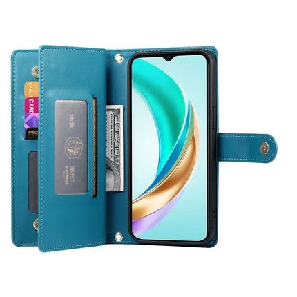 DF-011 For Honor Magic7 Lite 5G / X9c 5G / X60 Pro 5G Case Zipper Pocket Wallet Leather Phone Cover with Straps