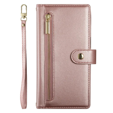 DF-011 For OnePlus 13R 5G Case Zipper Pocket Wallet Leather Phone Cover with Straps