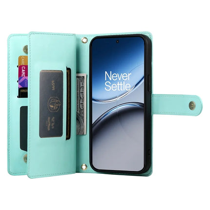 DF-011 For OnePlus 13R 5G Case Zipper Pocket Wallet Leather Phone Cover with Straps