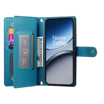 DF-011 For OnePlus 13R 5G Case Zipper Pocket Wallet Leather Phone Cover with Straps