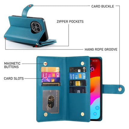 DF-011 For OnePlus 13R 5G Case Zipper Pocket Wallet Leather Phone Cover with Straps