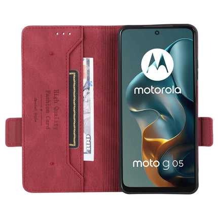 For Motorola Moto G05 4G  /  E15 4G Case Leather Wallet Flip Phone Cover with Hardware Decor