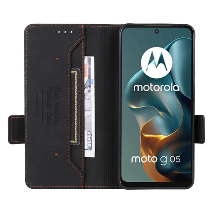 For Motorola Moto G05 4G  /  E15 4G Case Leather Wallet Flip Phone Cover with Hardware Decor