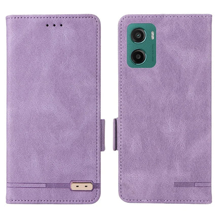 For Motorola Moto G05 4G  /  E15 4G Case Leather Wallet Flip Phone Cover with Hardware Decor - Purple