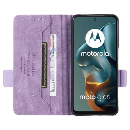 For Motorola Moto G05 4G  /  E15 4G Case Leather Wallet Flip Phone Cover with Hardware Decor