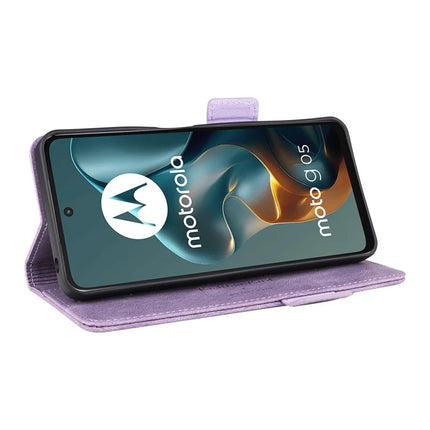 For Motorola Moto G05 4G  /  E15 4G Case Leather Wallet Flip Phone Cover with Hardware Decor