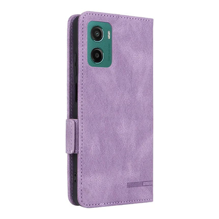 For Motorola Moto G05 4G  /  E15 4G Case Leather Wallet Flip Phone Cover with Hardware Decor