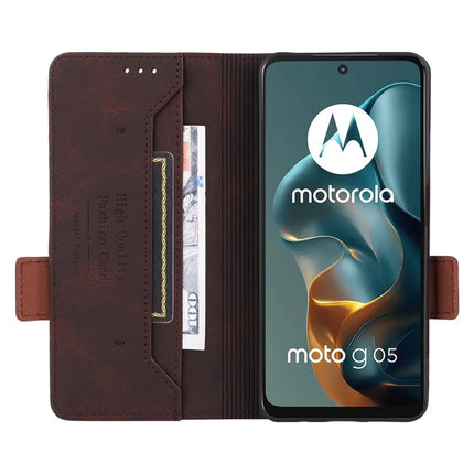 For Motorola Moto G05 4G  /  E15 4G Case Leather Wallet Flip Phone Cover with Hardware Decor