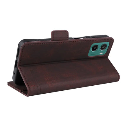 For Motorola Moto G05 4G  /  E15 4G Case Leather Wallet Flip Phone Cover with Hardware Decor
