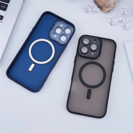 For iPhone 16 Pro Max Magnetic Case with Lens Film / Detachable Lens Frame Hybrid Phone Back Cover