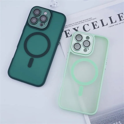 For iPhone 16 Pro Max Magnetic Case with Lens Film / Detachable Lens Frame Hybrid Phone Back Cover