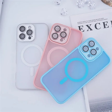 For iPhone 16 Pro Max Magnetic Case with Lens Film / Detachable Lens Frame Hybrid Phone Back Cover