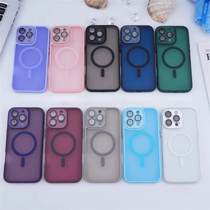 For iPhone 16 Pro Max Magnetic Case with Lens Film / Detachable Lens Frame Hybrid Phone Back Cover