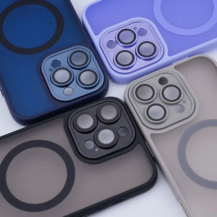 For iPhone 16 Pro Magnetic Case with Lens Film / Detachable Lens Frame Hybrid Phone Back Cover