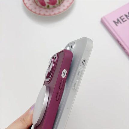 For iPhone 15 Pro Max Magnetic Case with Lens Film  /  Detachable Lens Frame Hybrid Phone Back Cover