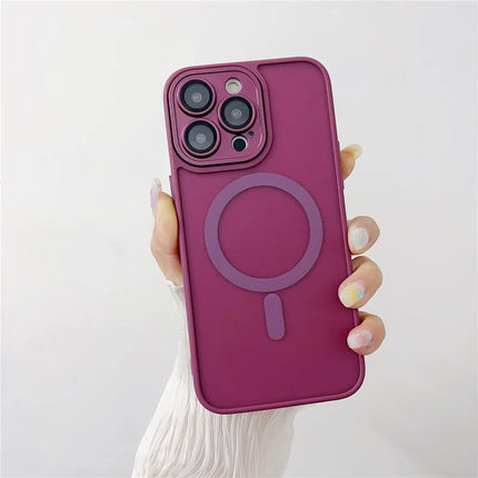 For iPhone 15 Pro Magnetic Case with Lens Film  /  Detachable Lens Frame Hybrid Phone Back Cover