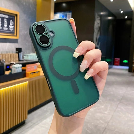 For iPhone 16 Plus Magnetic Case with Lens Film  /  Detachable Lens Frame Hybrid Phone Back Cover