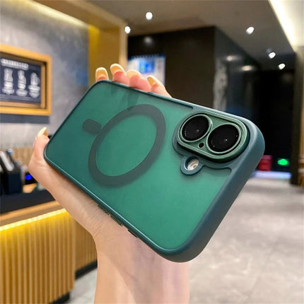 For iPhone 16 Plus Magnetic Case with Lens Film  /  Detachable Lens Frame Hybrid Phone Back Cover