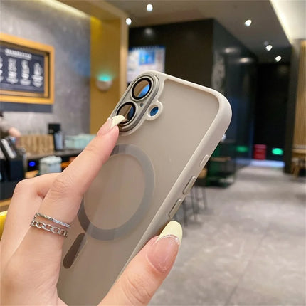For iPhone 16 Plus Magnetic Case with Lens Film  /  Detachable Lens Frame Hybrid Phone Back Cover
