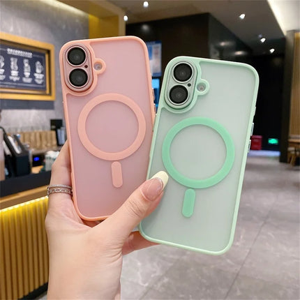 For iPhone 16 Plus Magnetic Case with Lens Film  /  Detachable Lens Frame Hybrid Phone Back Cover