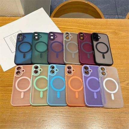 For iPhone 16 Plus Magnetic Case with Lens Film  /  Detachable Lens Frame Hybrid Phone Back Cover