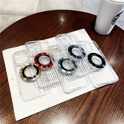 For iPhone 15 Pro Max Magnetic Case Clear Back Phone Cover TPU + PC with Ring Logo View
