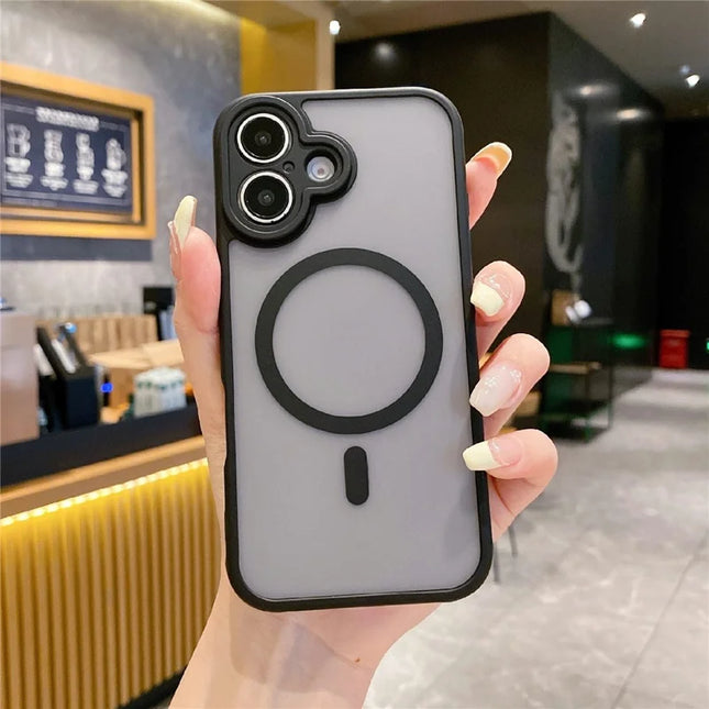 For iPhone 16 Plus Case Compatible with MagSafe TPU + PC Skin Touch Matte Phone Cover - Black
