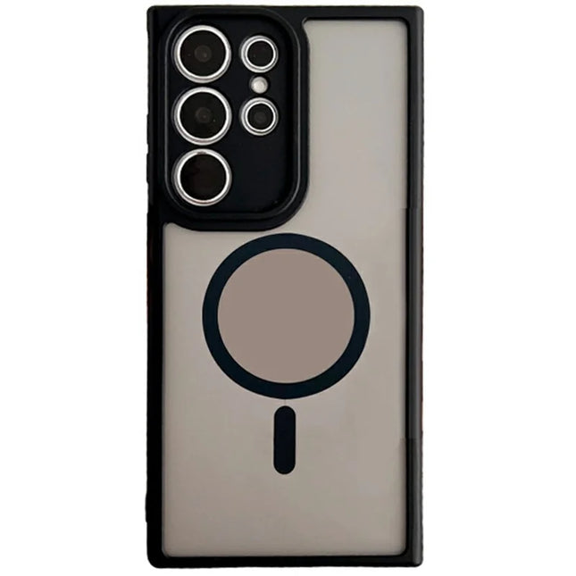 For Samsung Galaxy S23 Ultra Case Compatible with MagSafe TPU + PC Skin Touch Matte Phone Cover - Black