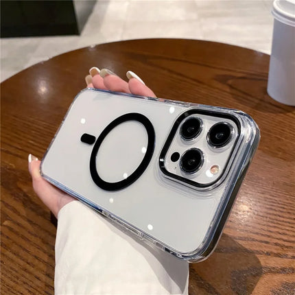 For iPhone 15 Pro Max Crystal Clear Case Compatible with MagSafe TPU + PC Phone Back Cover