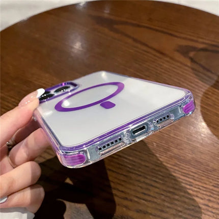 For iPhone 15 Pro Max Crystal Clear Case Compatible with MagSafe TPU + PC Phone Back Cover