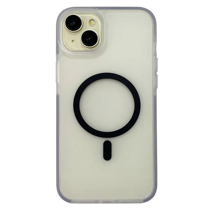 For iPhone 14 Case Compatible with MagSafe TPU + PC Translucent Matte Phone Cover - Black