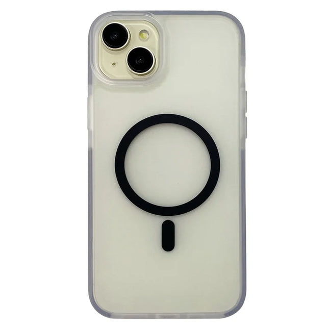 For iPhone 14 Case Compatible with MagSafe TPU + PC Translucent Matte Phone Cover - Black