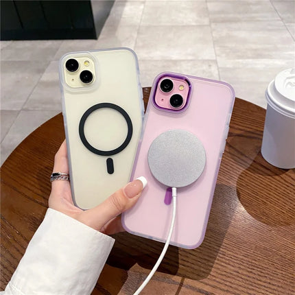 For iPhone 14 Case Compatible with MagSafe TPU + PC Translucent Matte Phone Cover