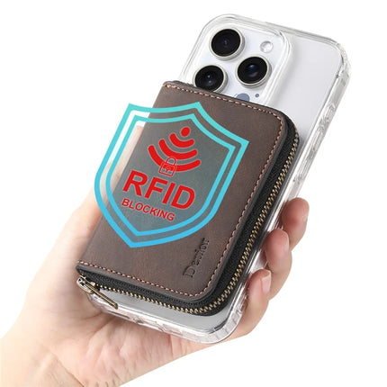 DENIOR For iPhone 16 Pro Max Case Skin Touch Leather Back Cover with Detachable Zipper Card Slot