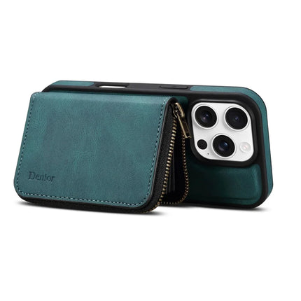 DENIOR For iPhone 16 Pro Max Case Skin Touch Leather Back Cover with Detachable Zipper Card Slot