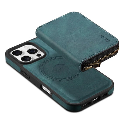 DENIOR For iPhone 16 Pro Max Case Skin Touch Leather Back Cover with Detachable Zipper Card Slot