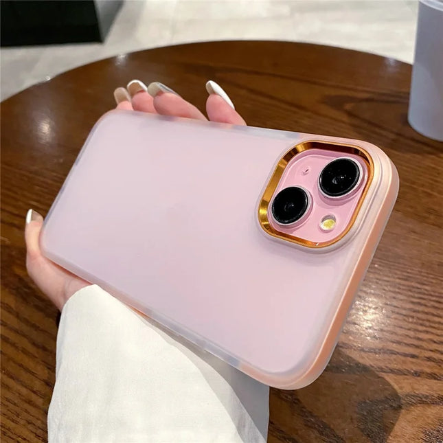 For iPhone 14 Case TPU + PC Translucent Matte Anti Drop Phone Back Cover - Orange
