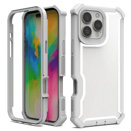 For iPhone 16 Pro Max Case Reinforced Corner Design TPU + PC Shockproof Phone Cover - Grey