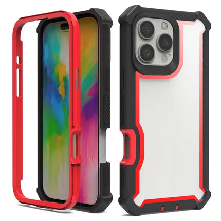 For iPhone 16 Pro Max Case Reinforced Corner Design TPU + PC Shockproof Phone Cover - Black  /  Red