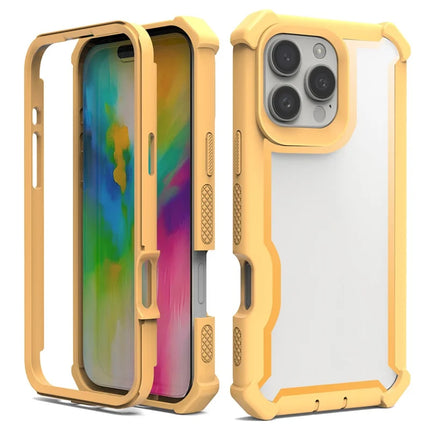 For iPhone 16 Pro Max Case Reinforced Corner Design TPU + PC Shockproof Phone Cover - Gold