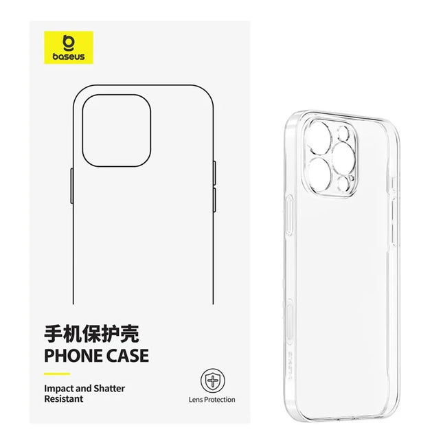 BASEUS Crystal Series For iPhone 16 Pro Max Case Clear PC + TPU Phone Cover (Touch Button Version)