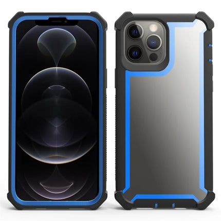 For iPhone 15 Pro Max Case Reinforced Corner Design TPU + PC Shockproof Phone Cover - Black  /  Blue