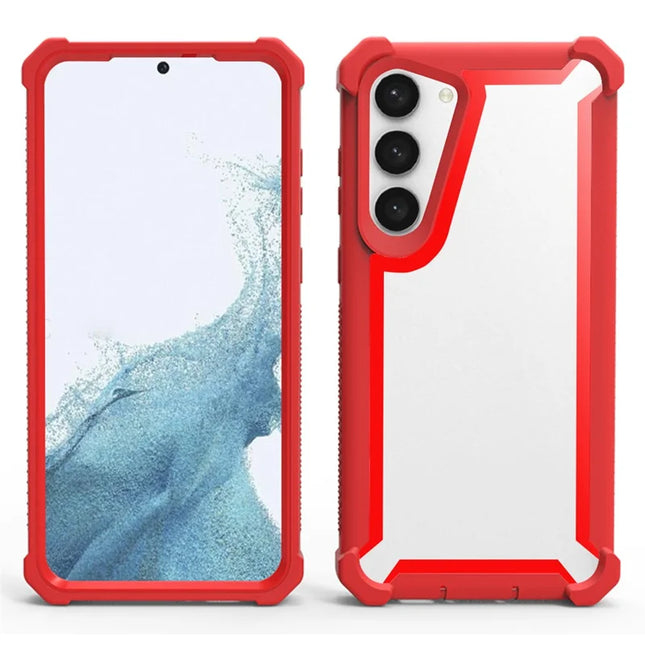 For Samsung Galaxy S23 Case Reinforced Corner Design TPU + PC Shockproof Phone Cover - Red