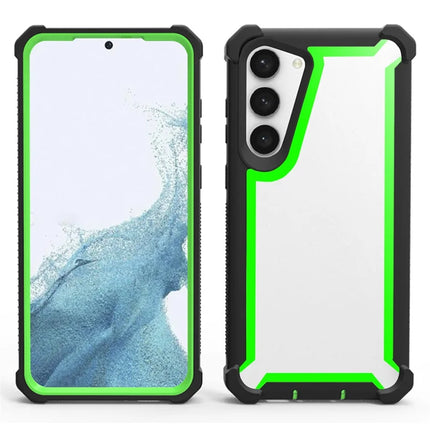 For Samsung Galaxy S23 Case Reinforced Corner Design TPU + PC Shockproof Phone Cover - Black  /  Green