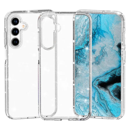 For Samsung Galaxy A26 5G Case Sparkly Powder Glitter Shiny Soft TPU + Hard PC Back Cover - White