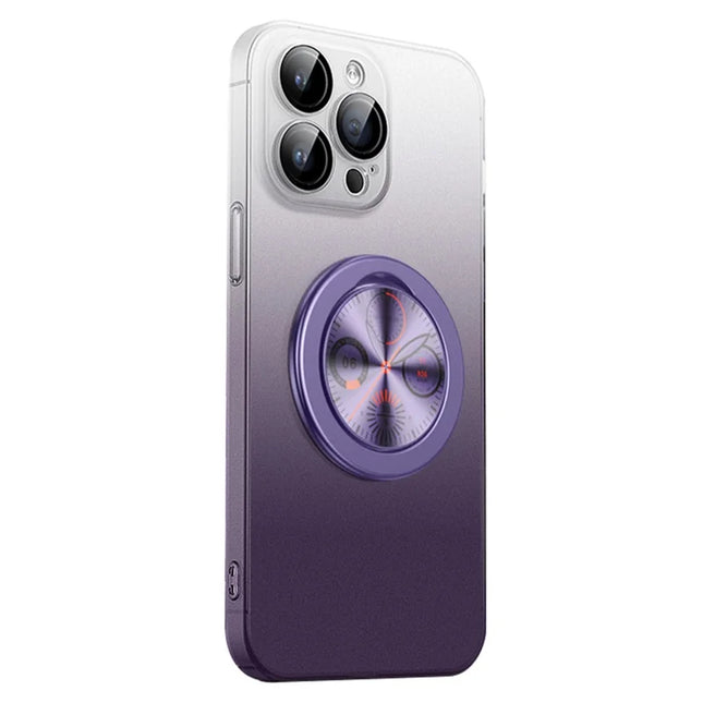 For iPhone 16 Pro Max Case Dial Kickstand Gradient Color Hard PC Phone Case - Purple