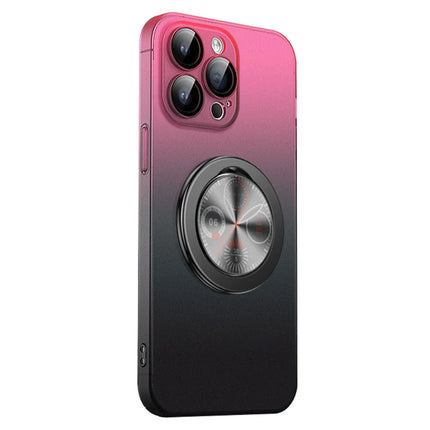 For iPhone 16 Pro Max Case Dial Kickstand Gradient Color Hard PC Phone Case - Pink + Black
