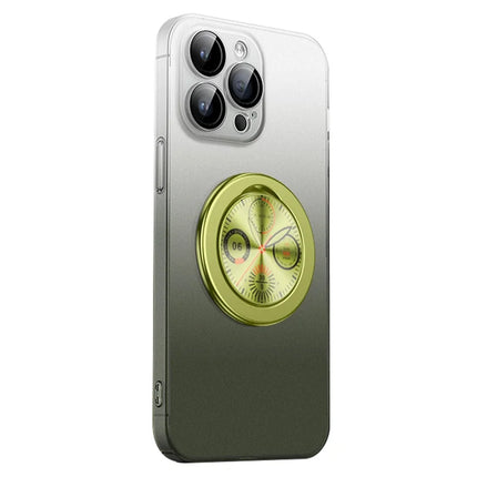 For iPhone 16 Pro Max Case Dial Kickstand Gradient Color Hard PC Phone Case - Green