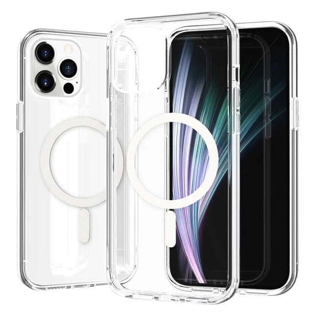 For iPhone 13 Pro Max Magnetic Case Compatible with MagSafe PC + TPU Clear Phone Cover - Transparent