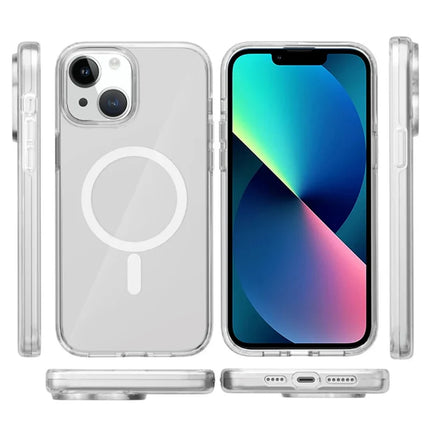 For iPhone 13 Magnetic Case Compatible with MagSafe PC + TPU Clear Phone Cover